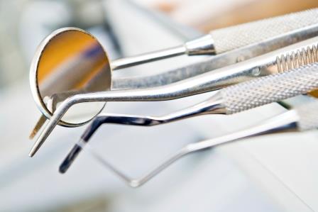 Close up on dental instruments